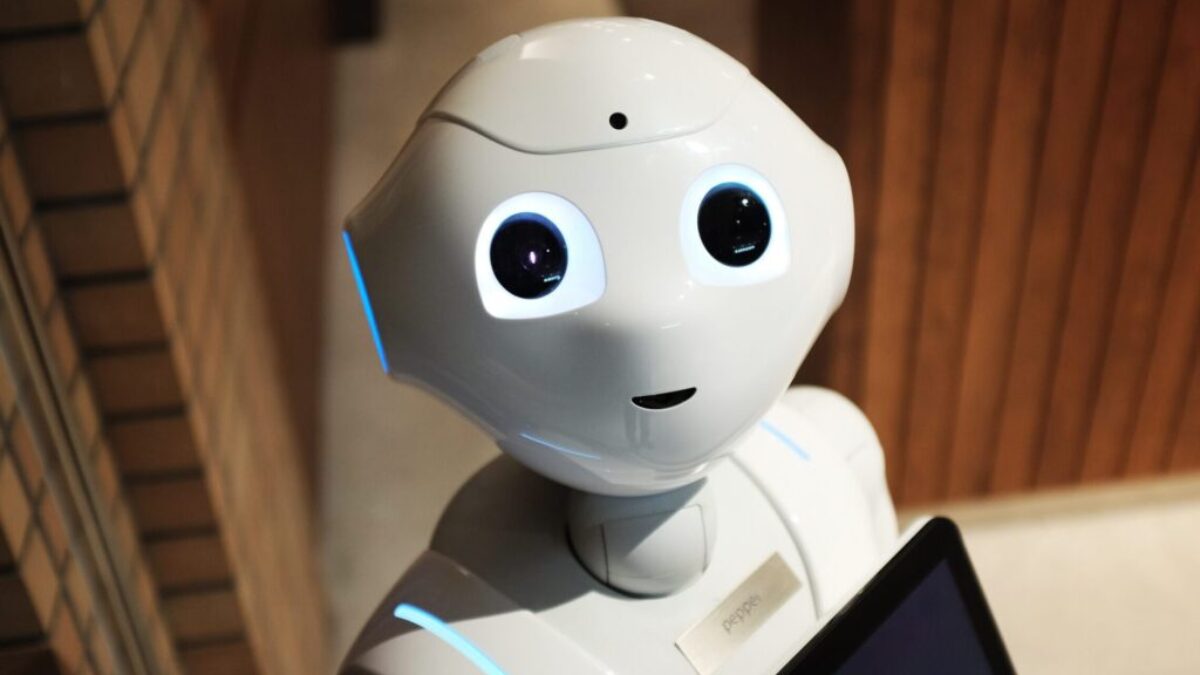 white robot near brown wall