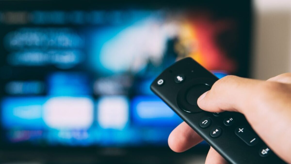 turned-on flat screen television
