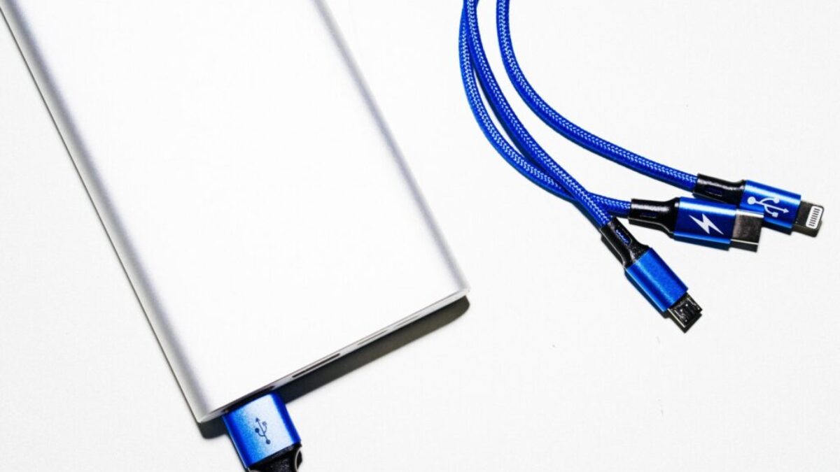 white and blue coated wires