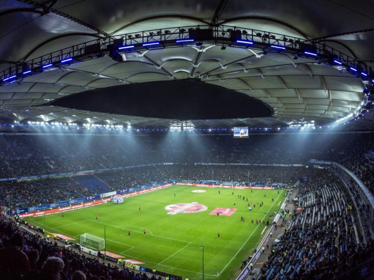 high angel photography of football stadium