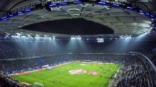 high angel photography of football stadium