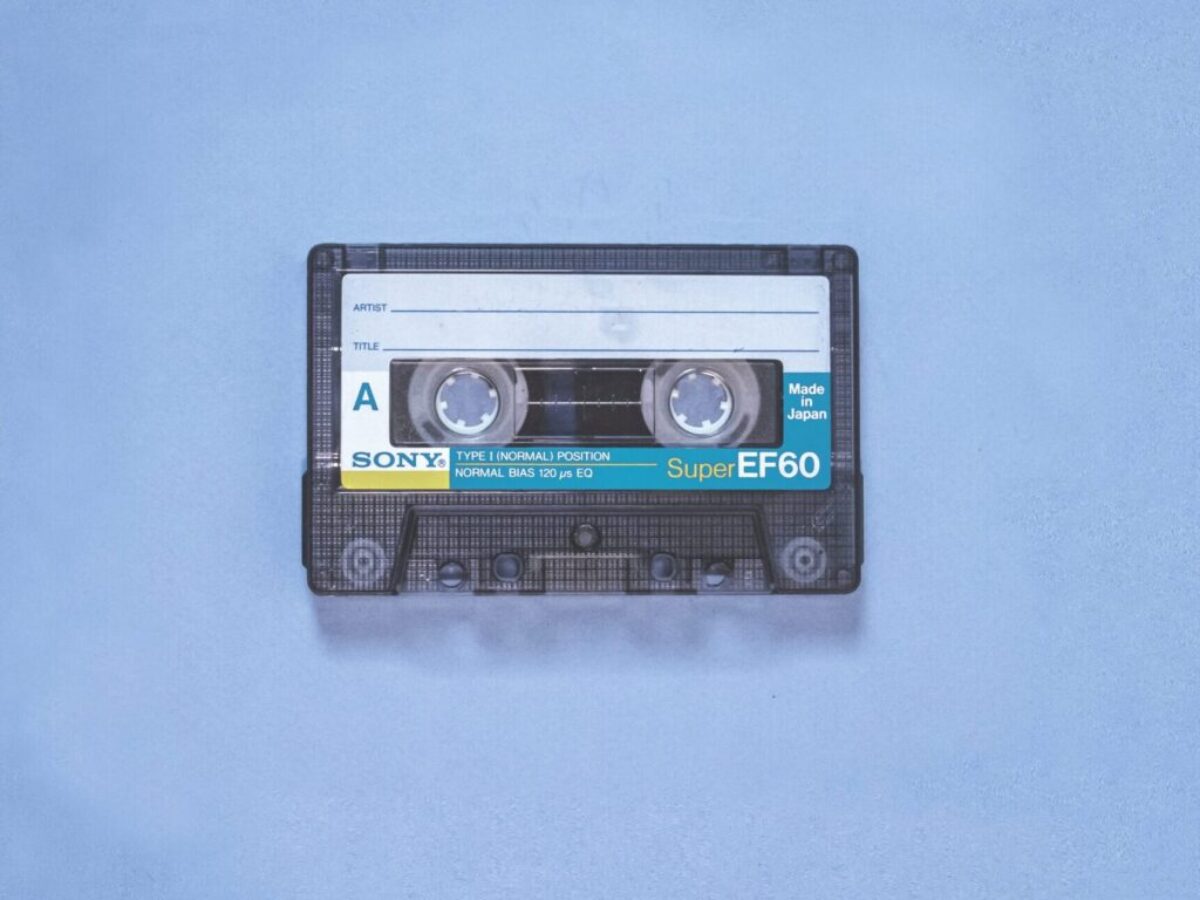 black and white cassette tape