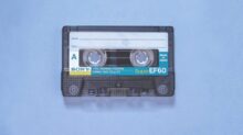 black and white cassette tape