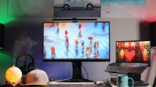 black flat screen computer monitor on white desk
