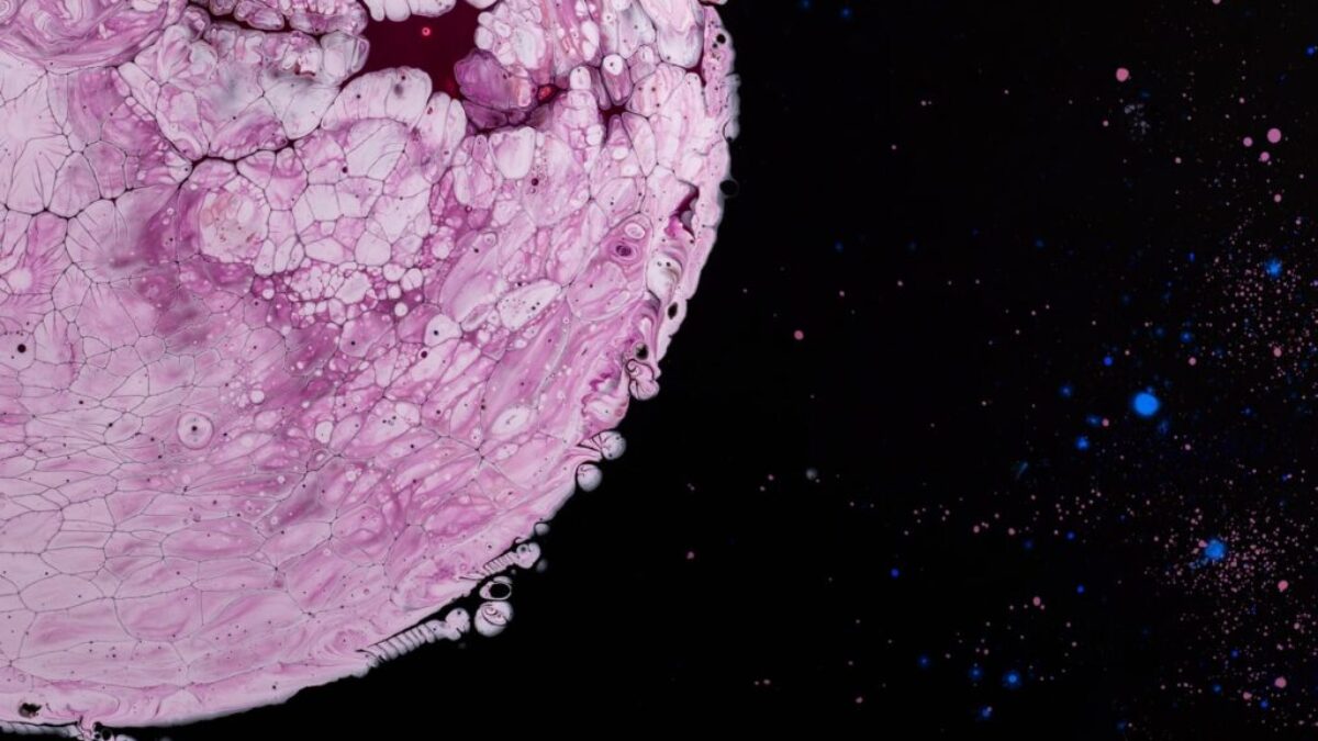 close view of pink planet cartoon image