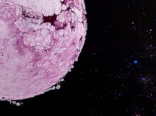 close view of pink planet cartoon image