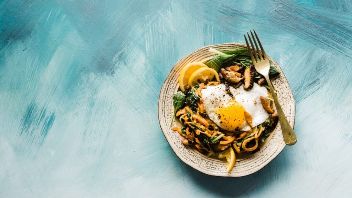 pasta dish on brown plate