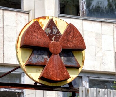 red and yellow radioactive signage at the building