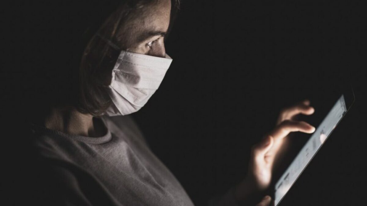 Person weras white mask to protect from Coronavirus