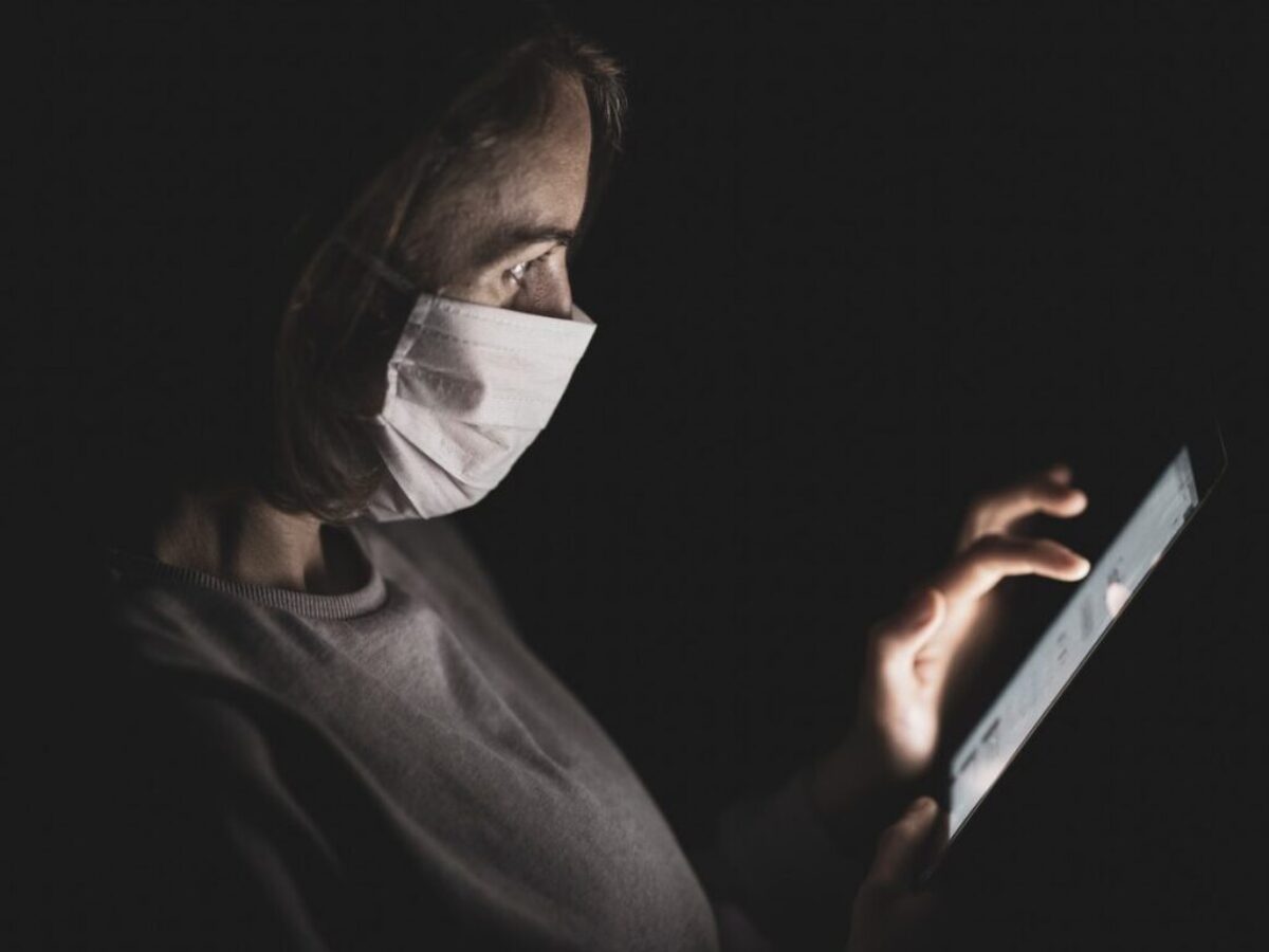 Person weras white mask to protect from Coronavirus