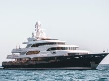 white and black cruise ship
