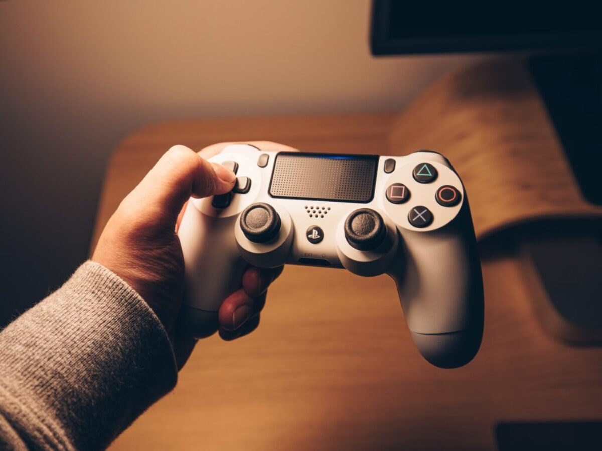 person holding black sony ps 4 controller