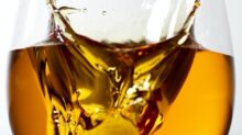 liquor filled clear stemless glass