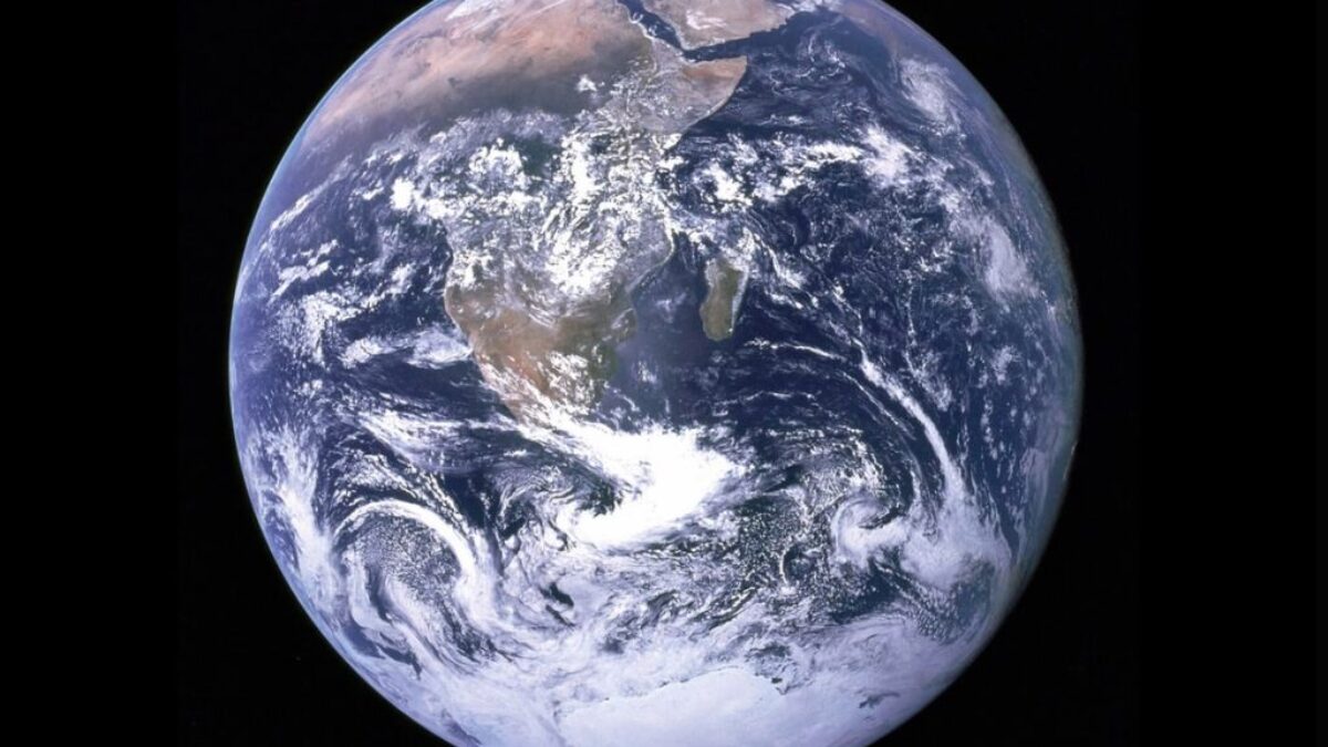 Earth with clouds above the African continent
