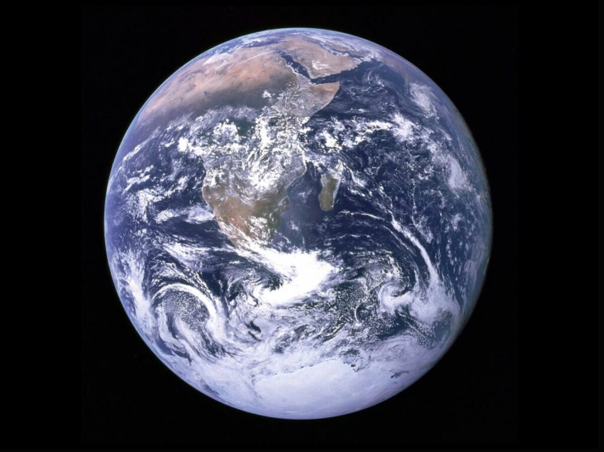 Earth with clouds above the African continent