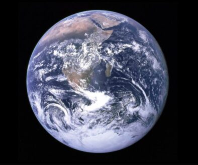 Earth with clouds above the African continent
