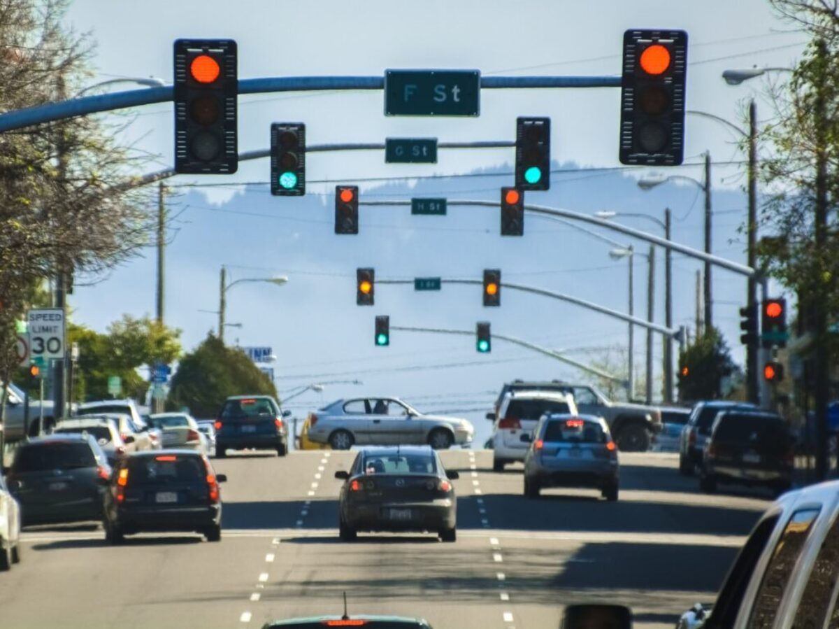 traffic light with red light
