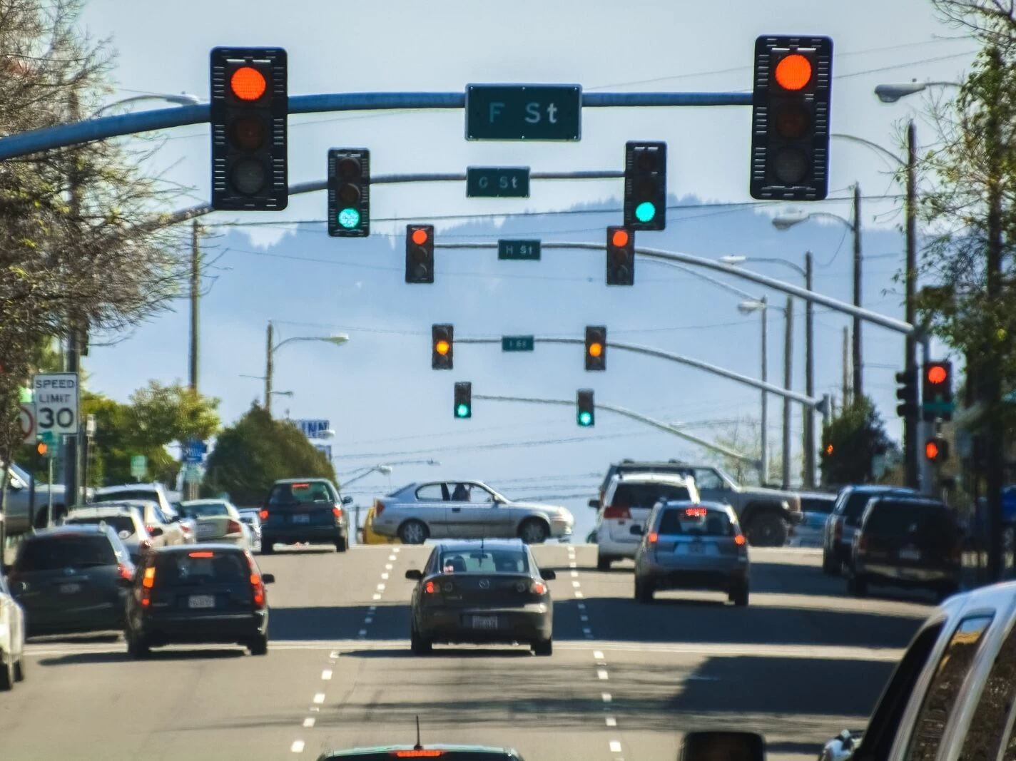 traffic light with red light