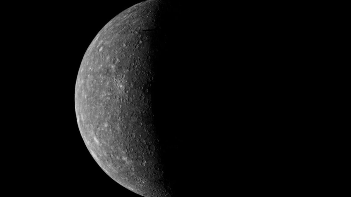 Mercury on a black background