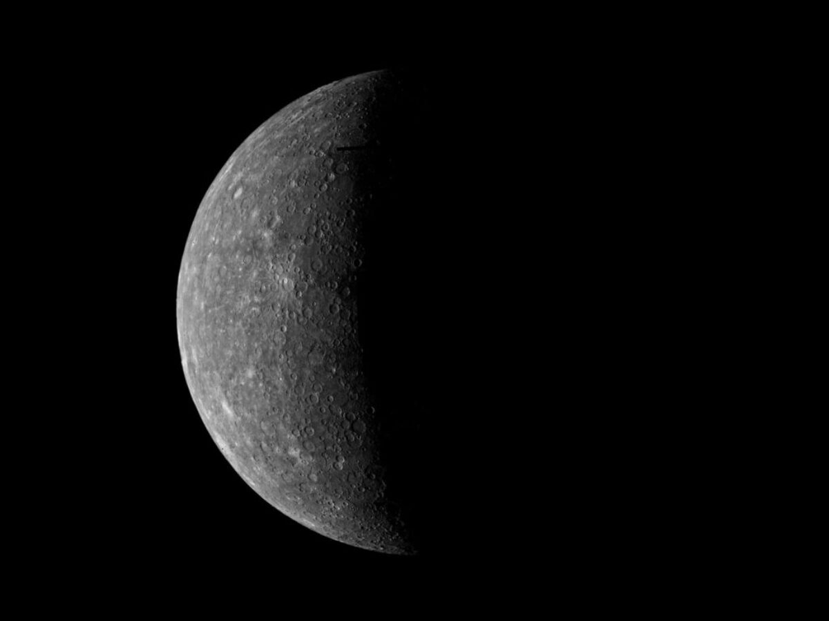 Mercury on a black background