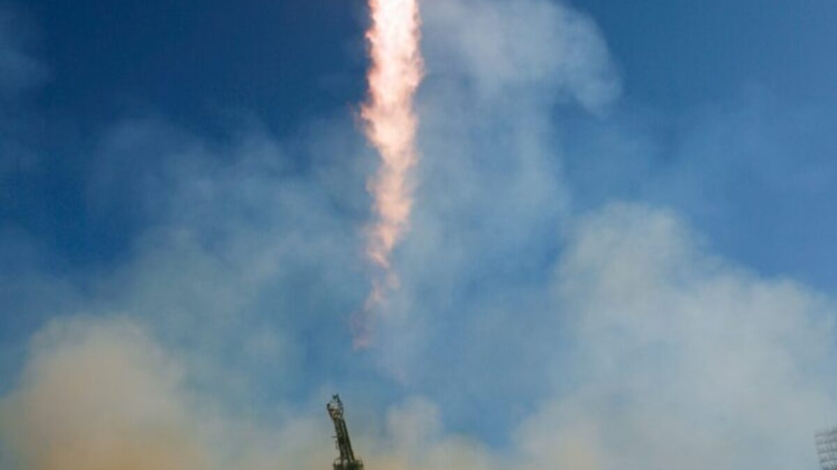 Soyuz rocket launches from Baikonur launch pad
