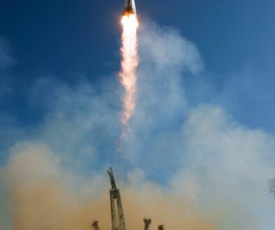 Soyuz rocket launches from Baikonur launch pad