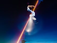 rocket launched at nighttime