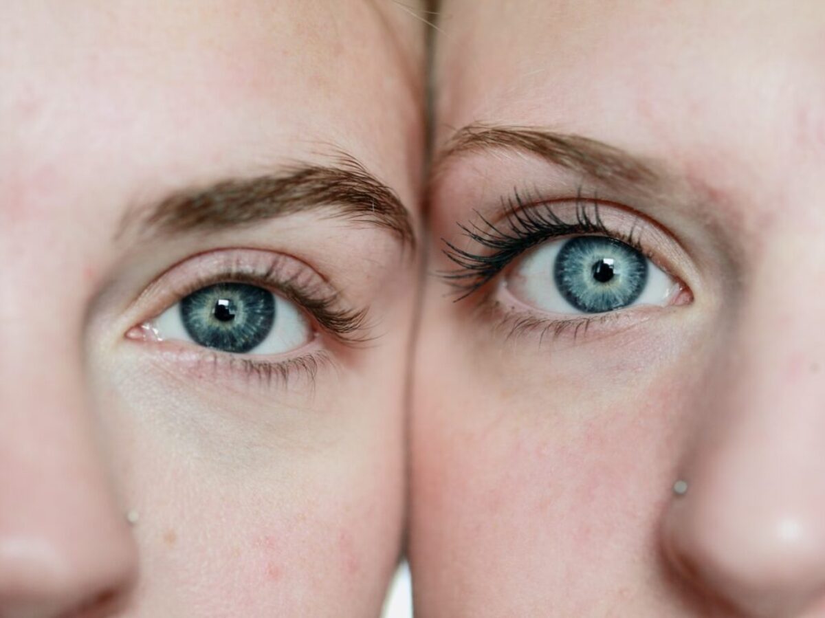 photo of woman's face reflection