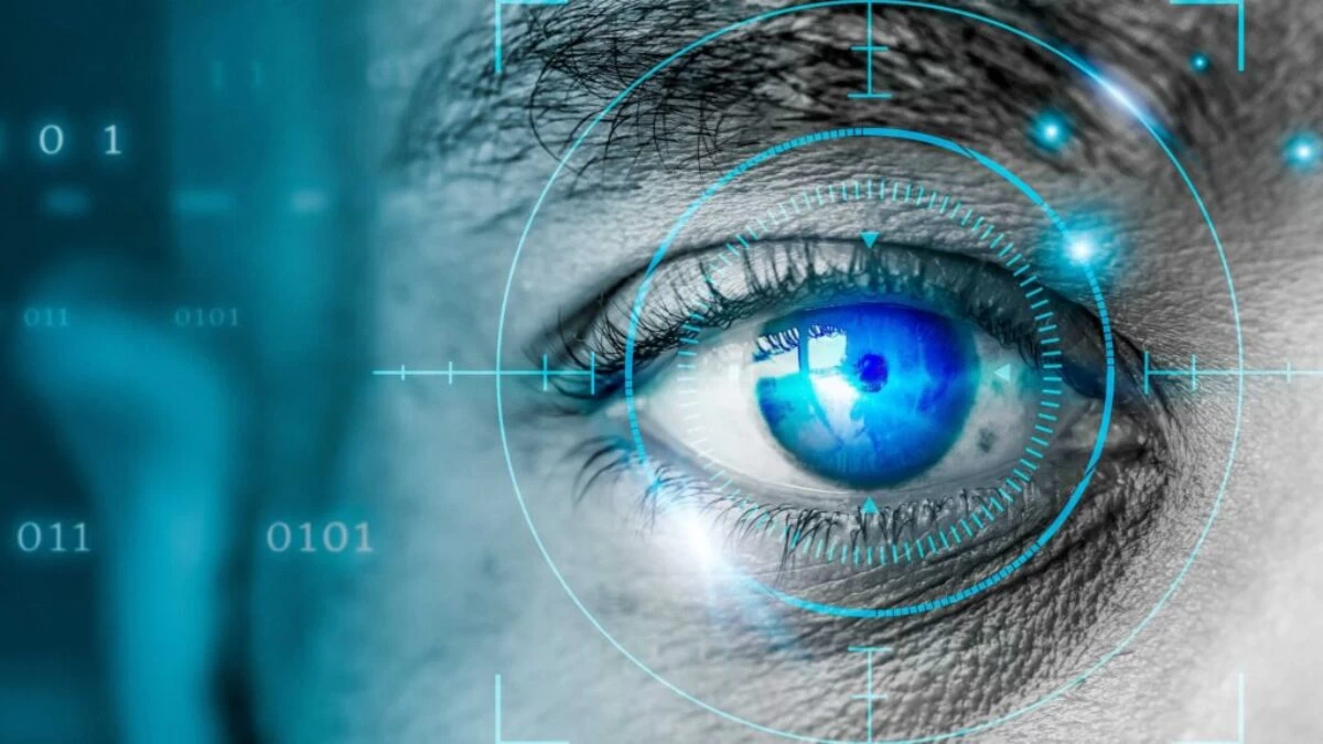 Retinal Biometrics Technology With Man’s Eye Digital Remix