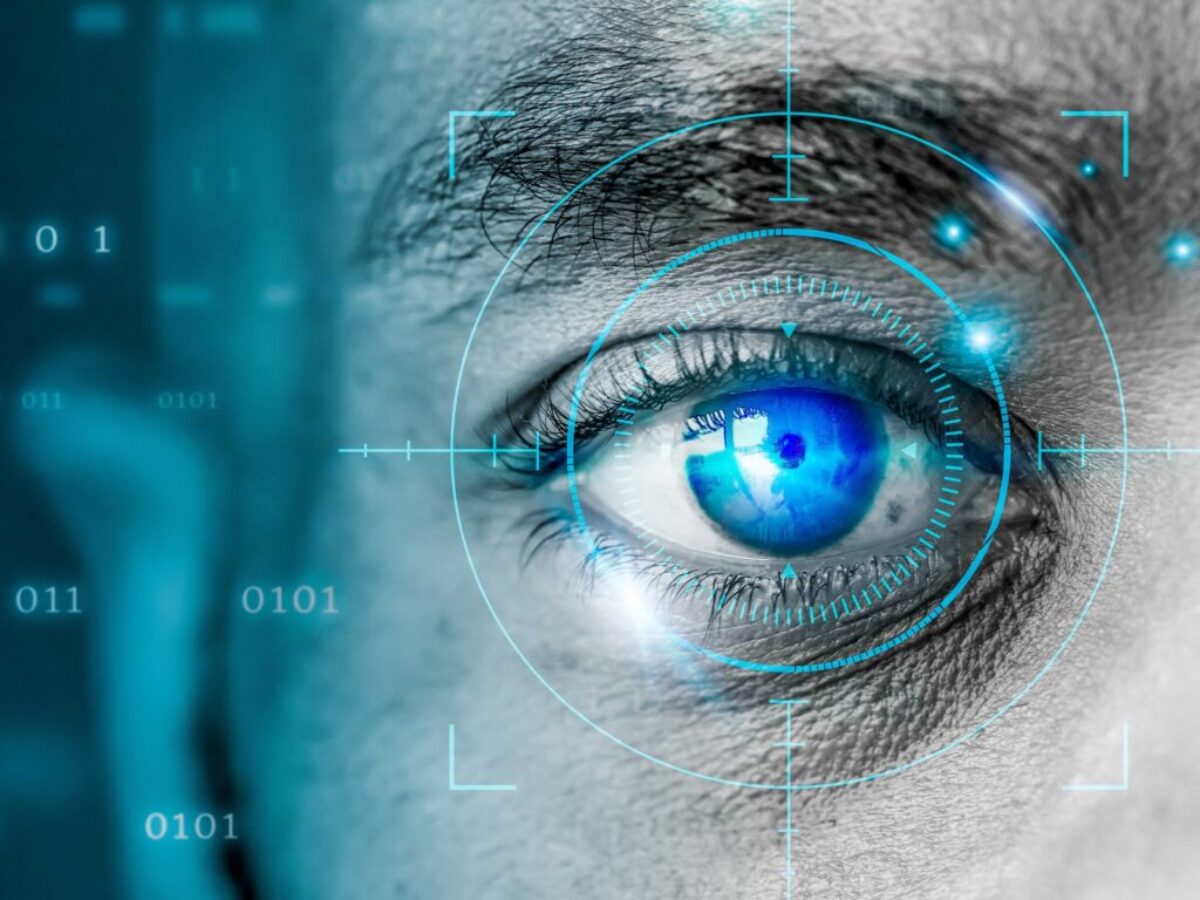 Retinal Biometrics Technology With Man’s Eye Digital Remix