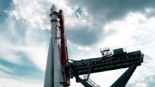 rocket under heavy clouds
