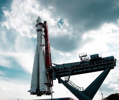 rocket under heavy clouds