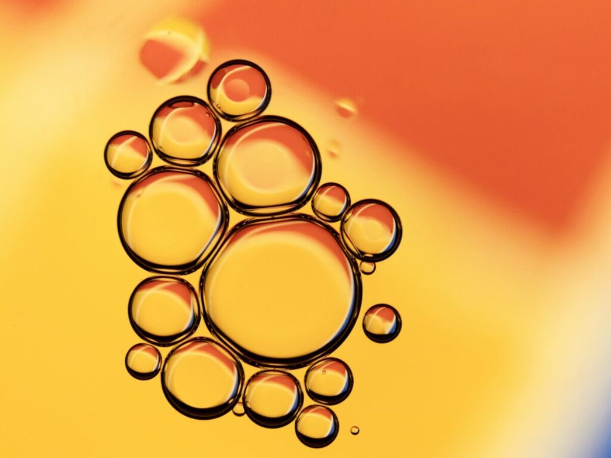 water droplets on orange surface