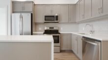 white and silver kitchen counter