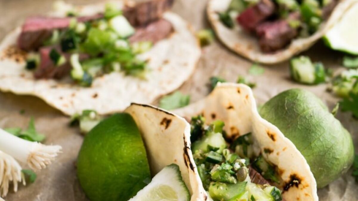 taco with beside sliced lemon