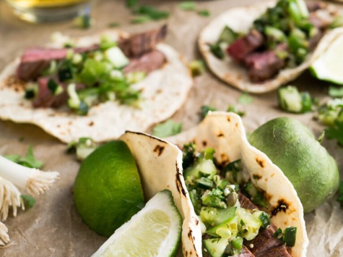 taco with beside sliced lemon
