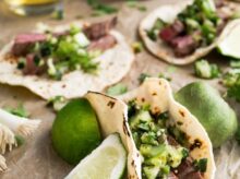 taco with beside sliced lemon
