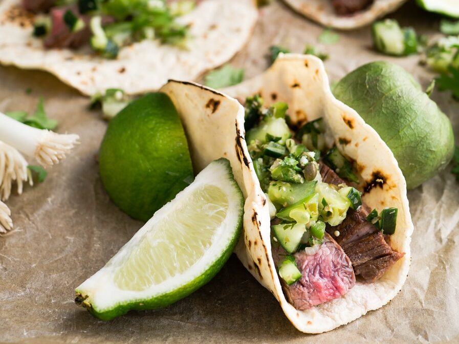 taco with beside sliced lemon