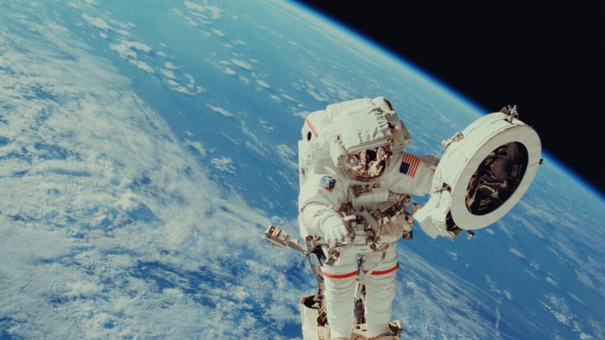 NASA astronaut performs extravehicular activity