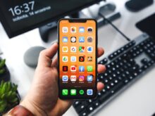 black samsung android smartphone turned on displaying icons