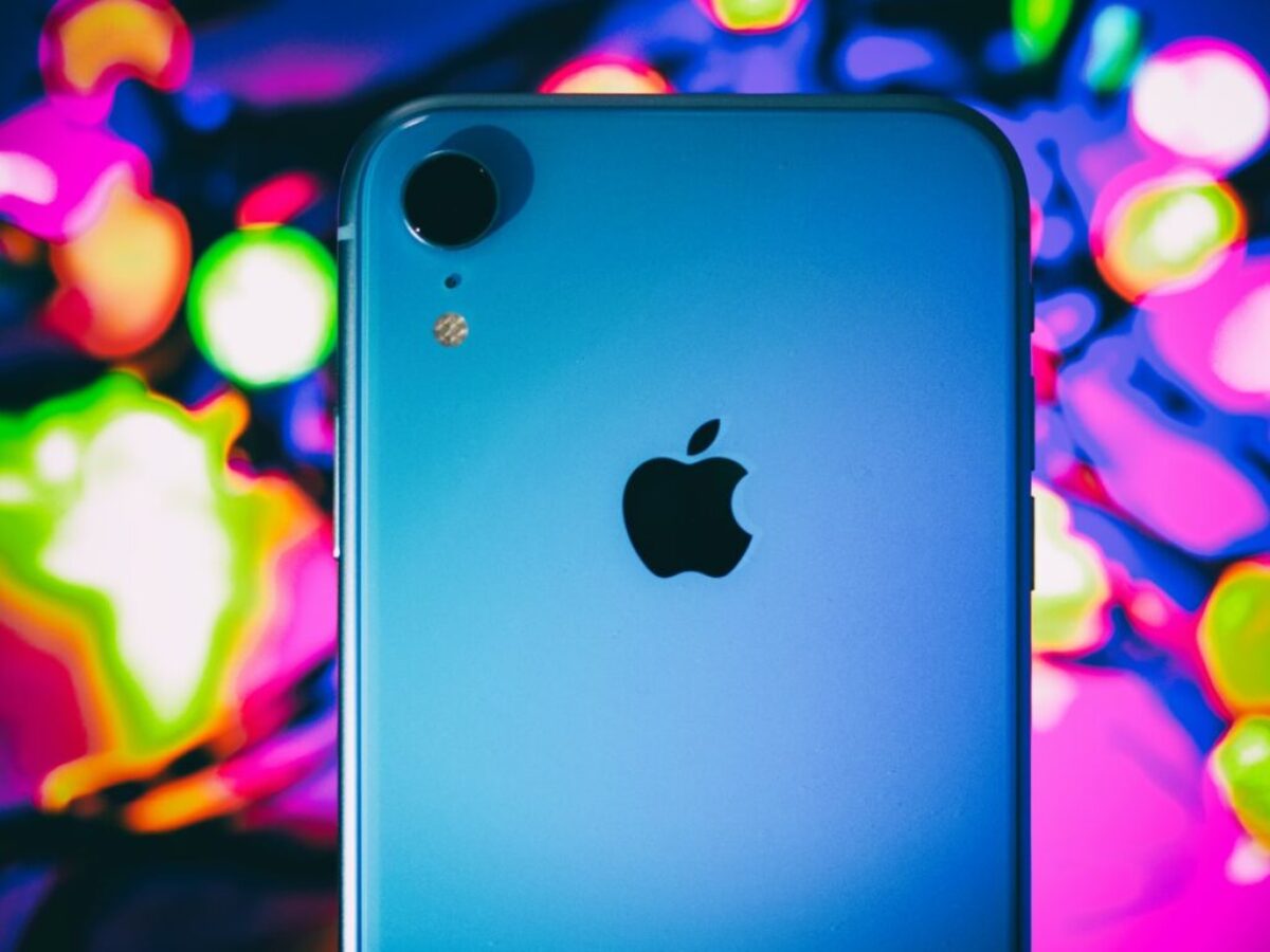 blue Apple iPhone smartphone