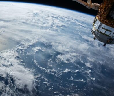view of Earth and satellite