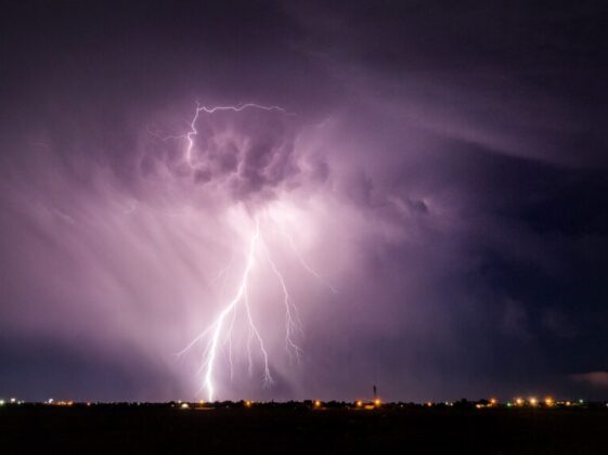 Lightning Strike on the Sky at Night