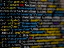 yellow and blue data code displayed on screen