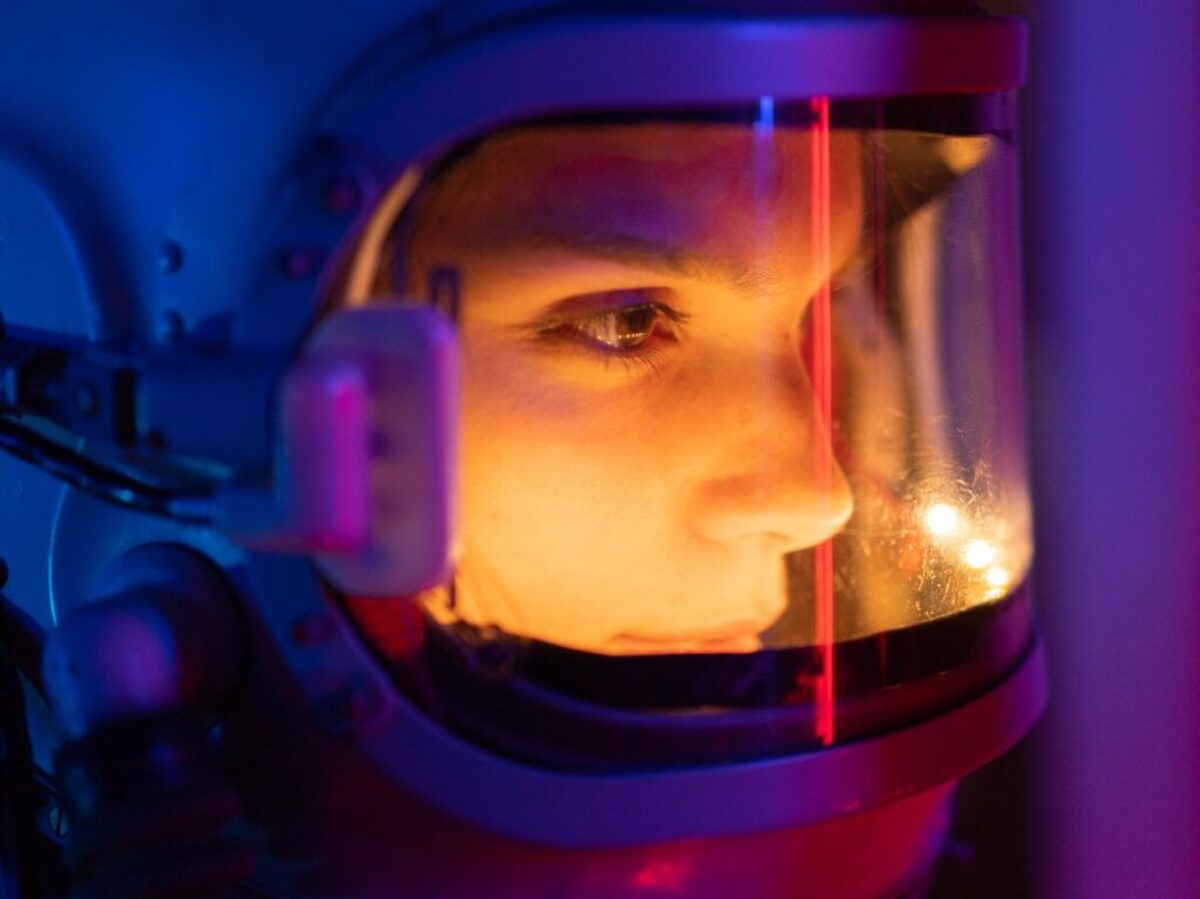 Close-up View Of Woman With Helmet