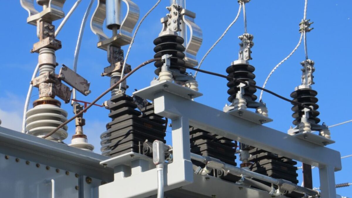 gray transmission tower