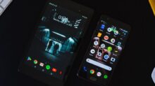 black android smartphone displaying home screen