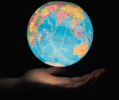 blue and brown desk globe