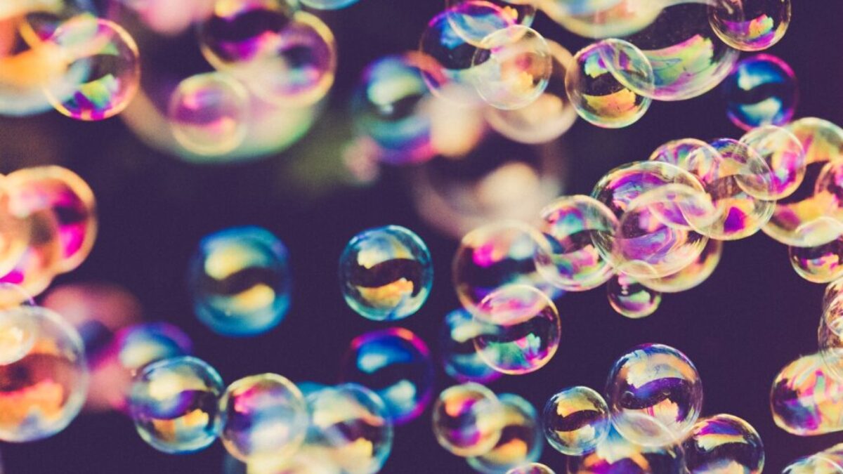 green blue and pink bubbles