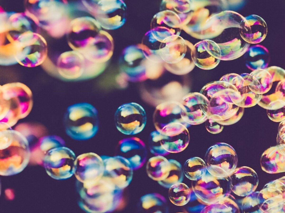 green blue and pink bubbles